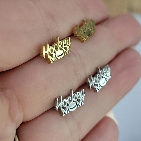 Hockey Mom Stud Earrings, choice of color - Picture 1 of 5